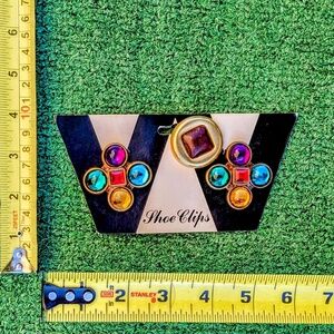 Vintage Assorted Jeweled Shoe Clips Latique New York City-Original Card Set NOS